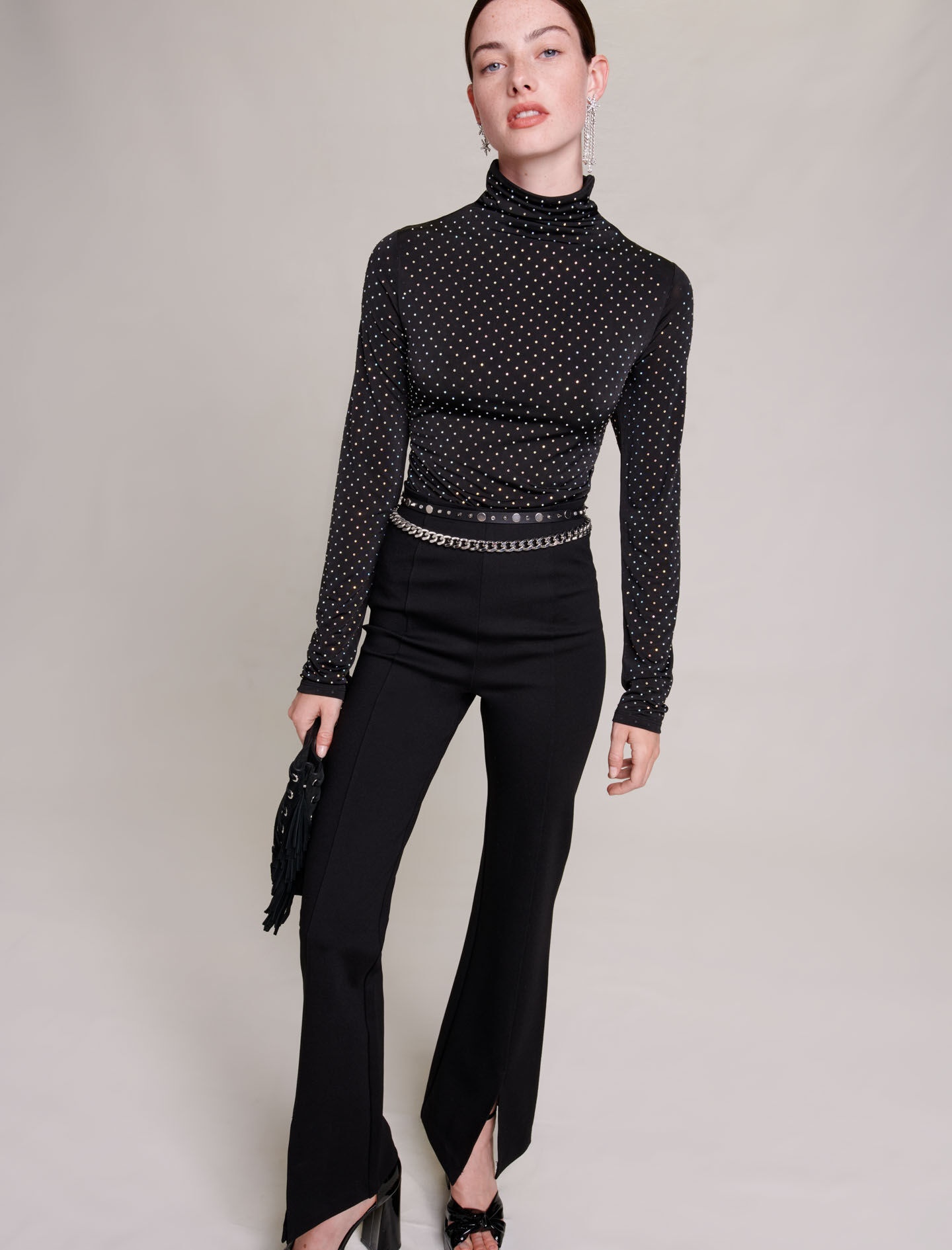 Black slim-fit trousers with slits - 6