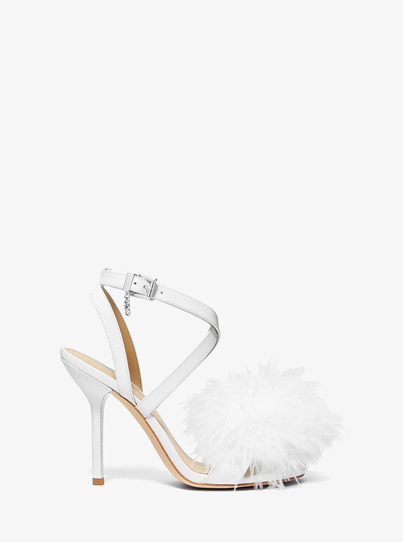 MICHAEL KORS Whitby Feather Trim Leather Sandal outlook