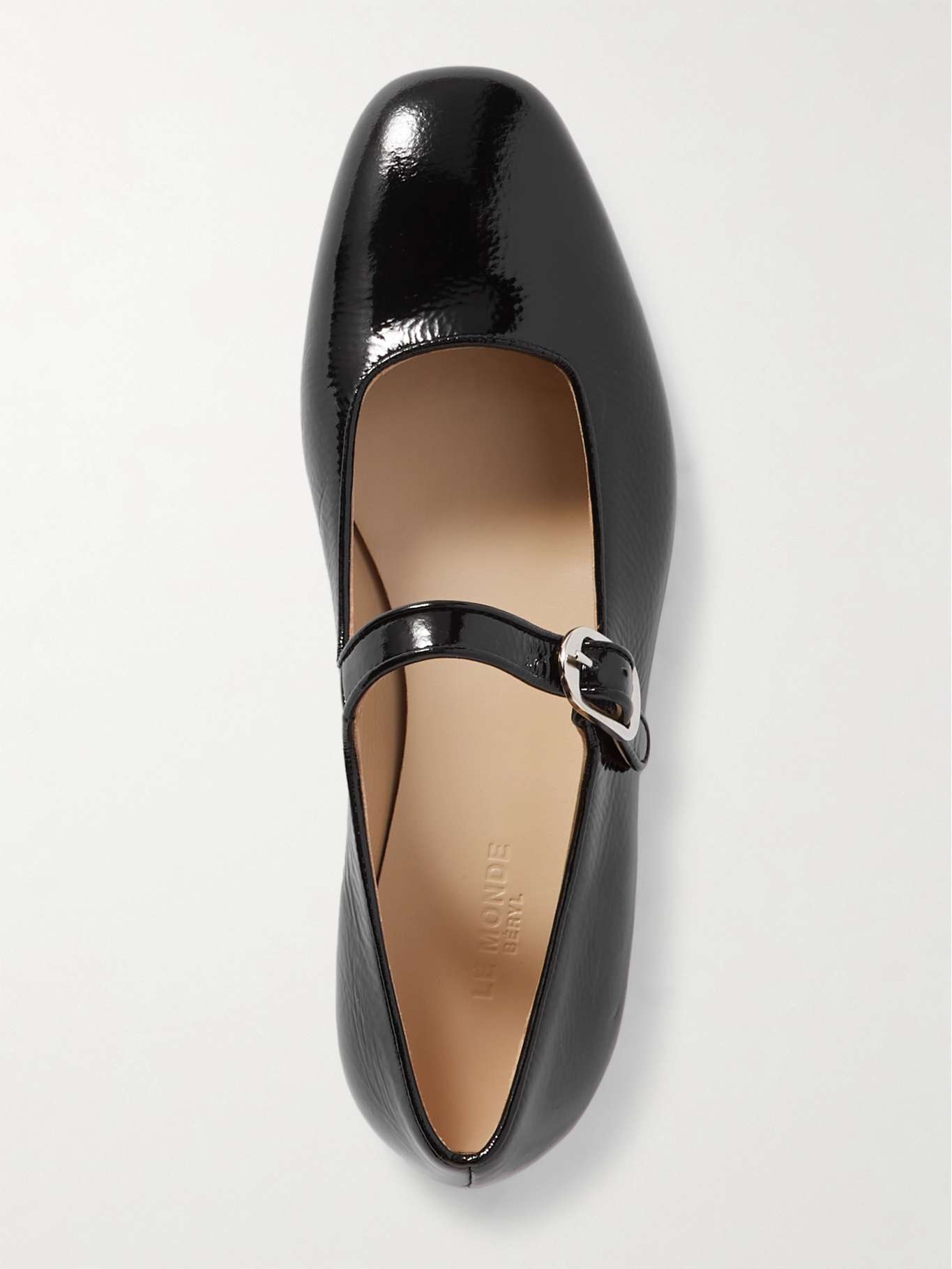 Crinkled patent-leather Mary Jane ballet flats - 5