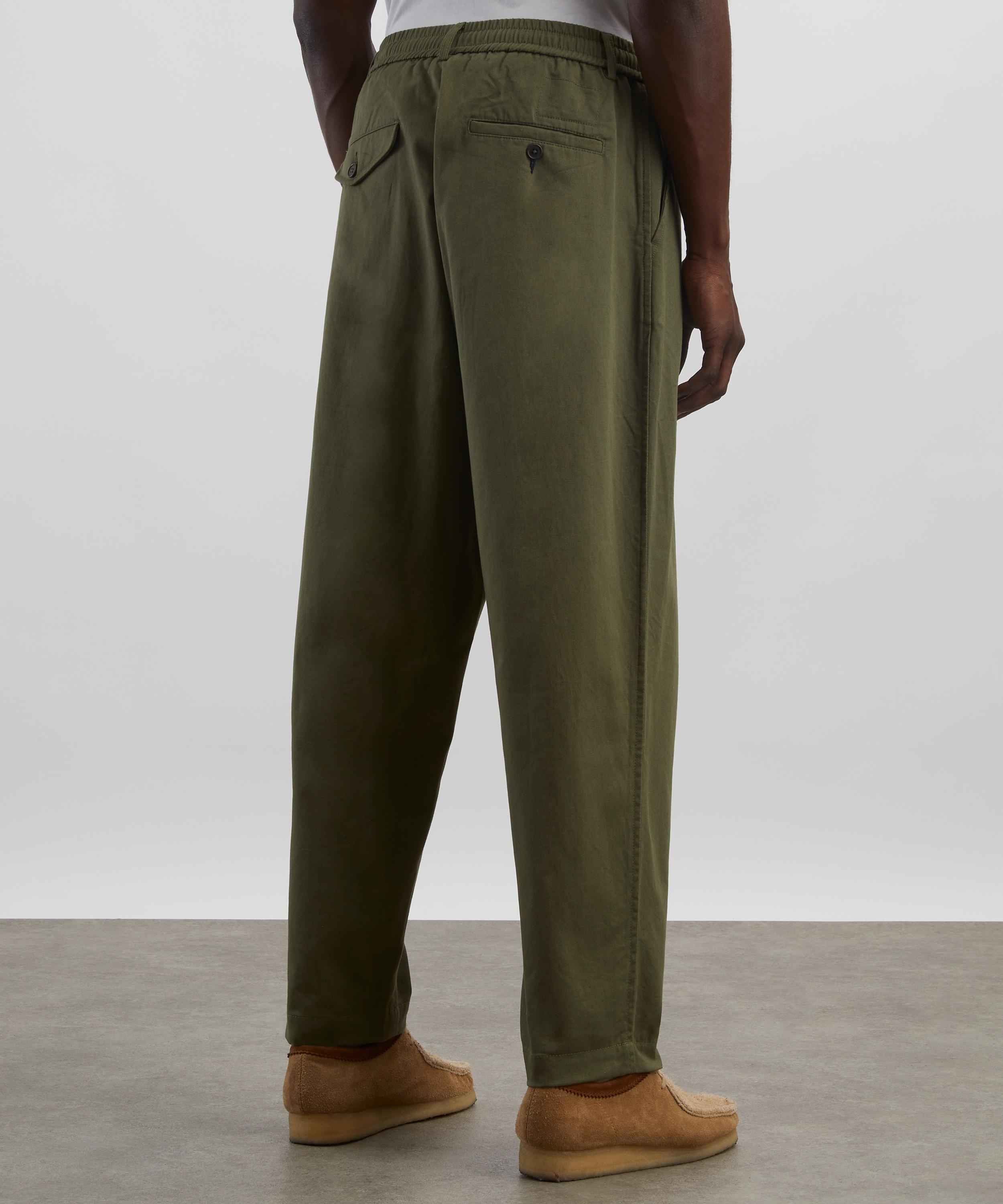 Olive Pleated Track Trousers - 4