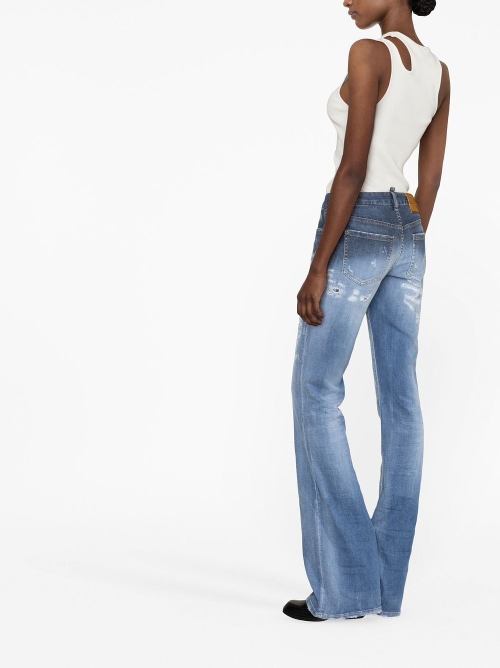 distressed-finish flared jeans - 4