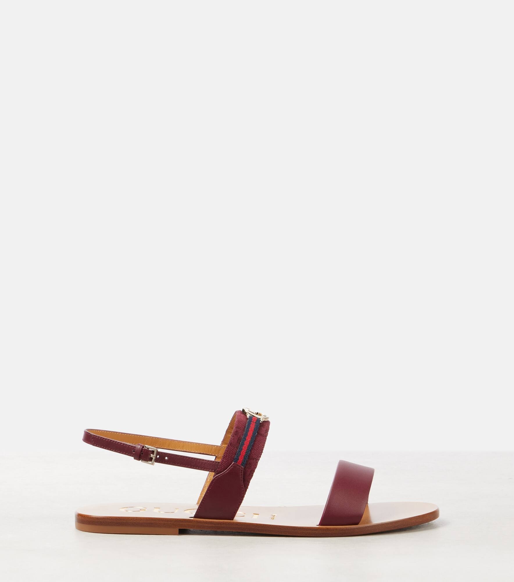 Interlocking G Web Stripe leather sandals - 4