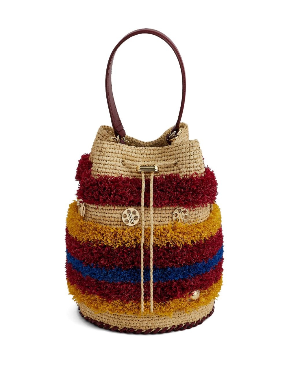 woven striped bucket bag - 7