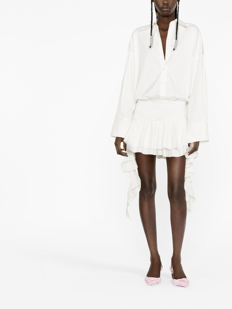 Blumarine dropped-waist ruffled shirtdress outlook