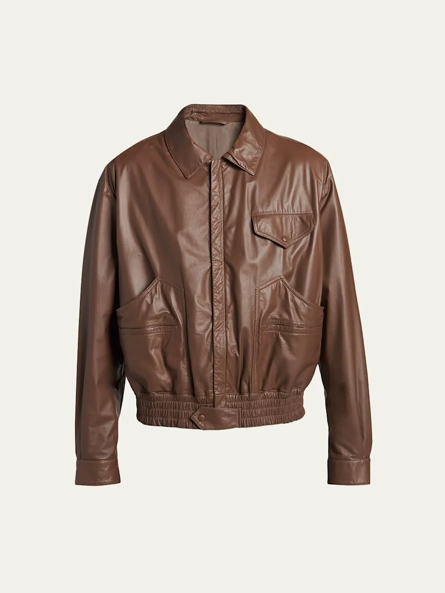 Men's Leather Full-Zip Blouson - 1