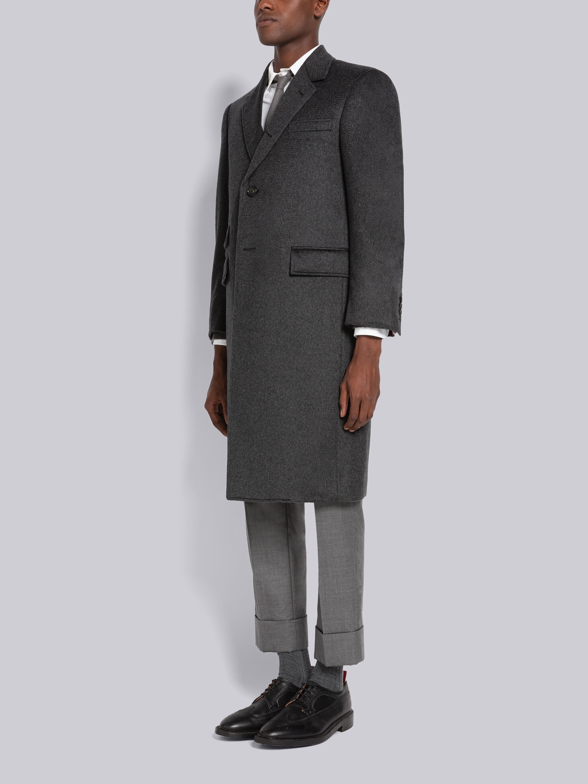 grosgrain-tab cashmere coat - 2