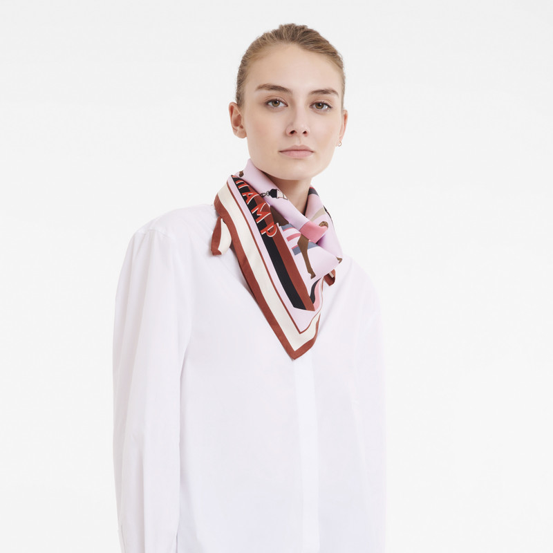 Longchamp Paddock Longchamp Silk scarf 70 Pink - OTHER outlook