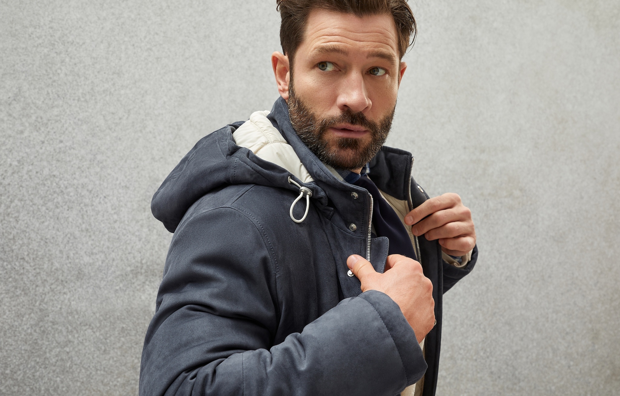 Suede parka with Thermore® padding and detachable hood - 6