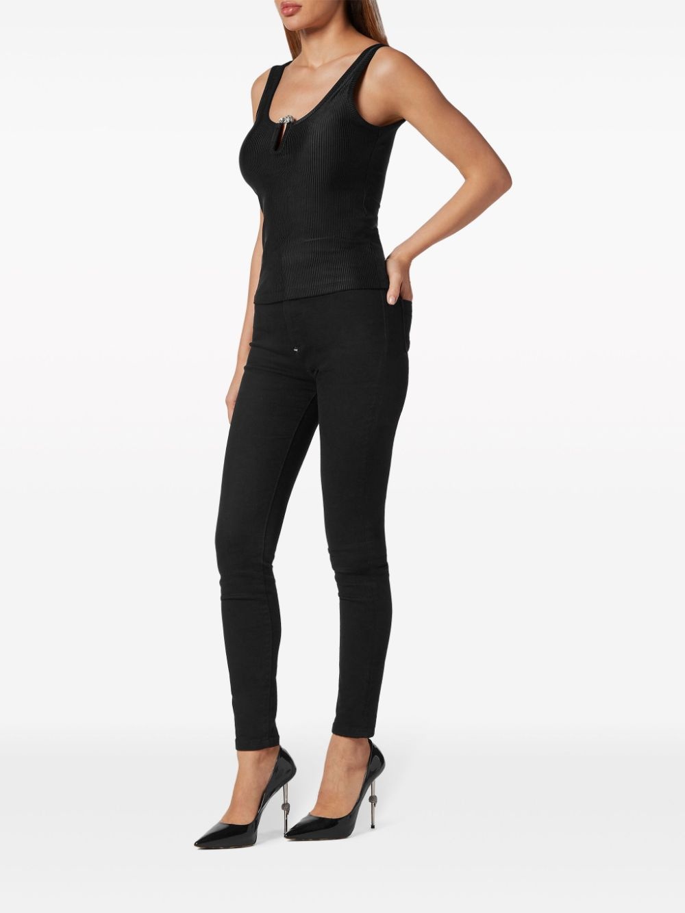pierced sleeveless top - 2