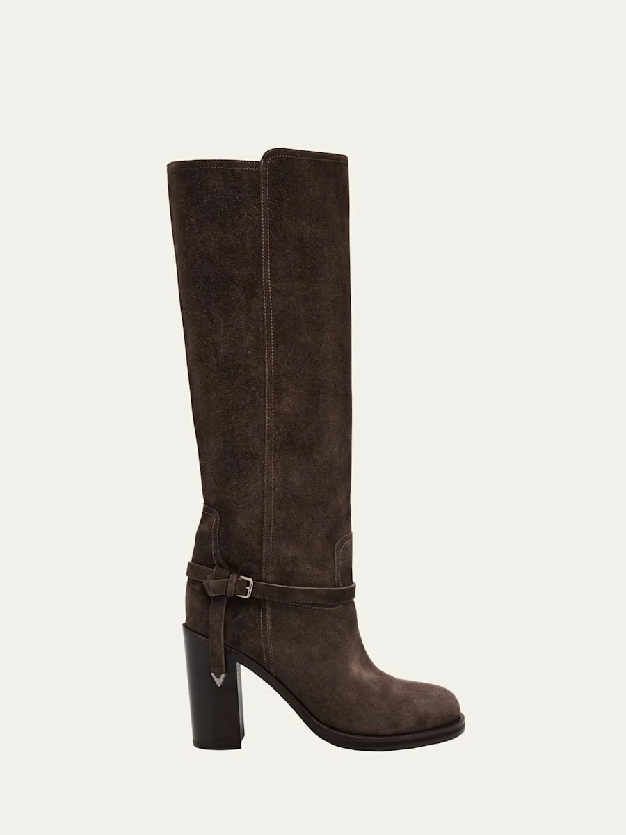 City Suede Knee-High Boots - 1