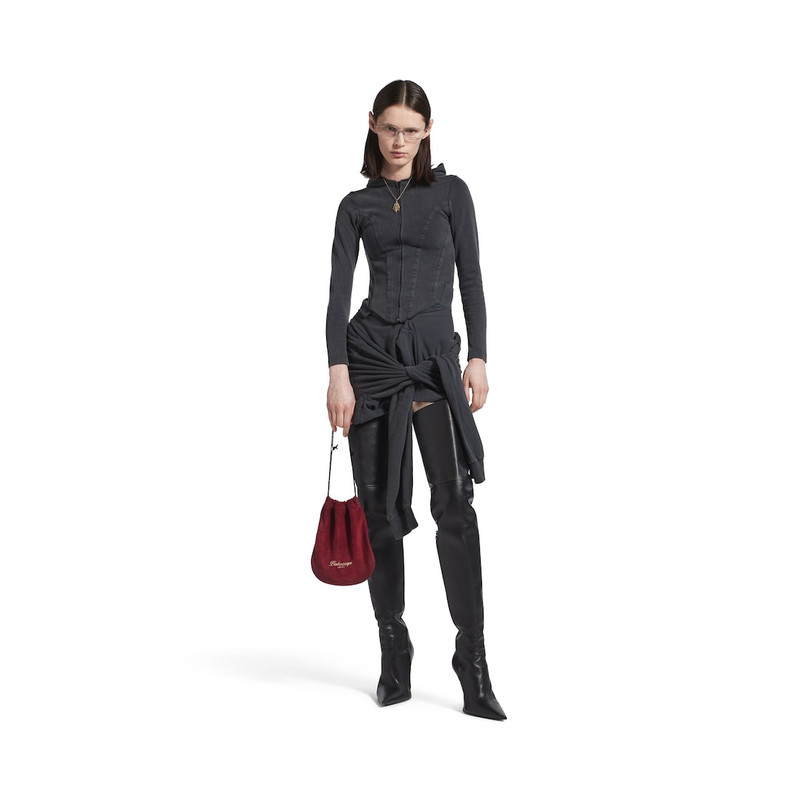 BALENCIAGA Women's Corseted Zip-up Hoodie in Black Faded outlook