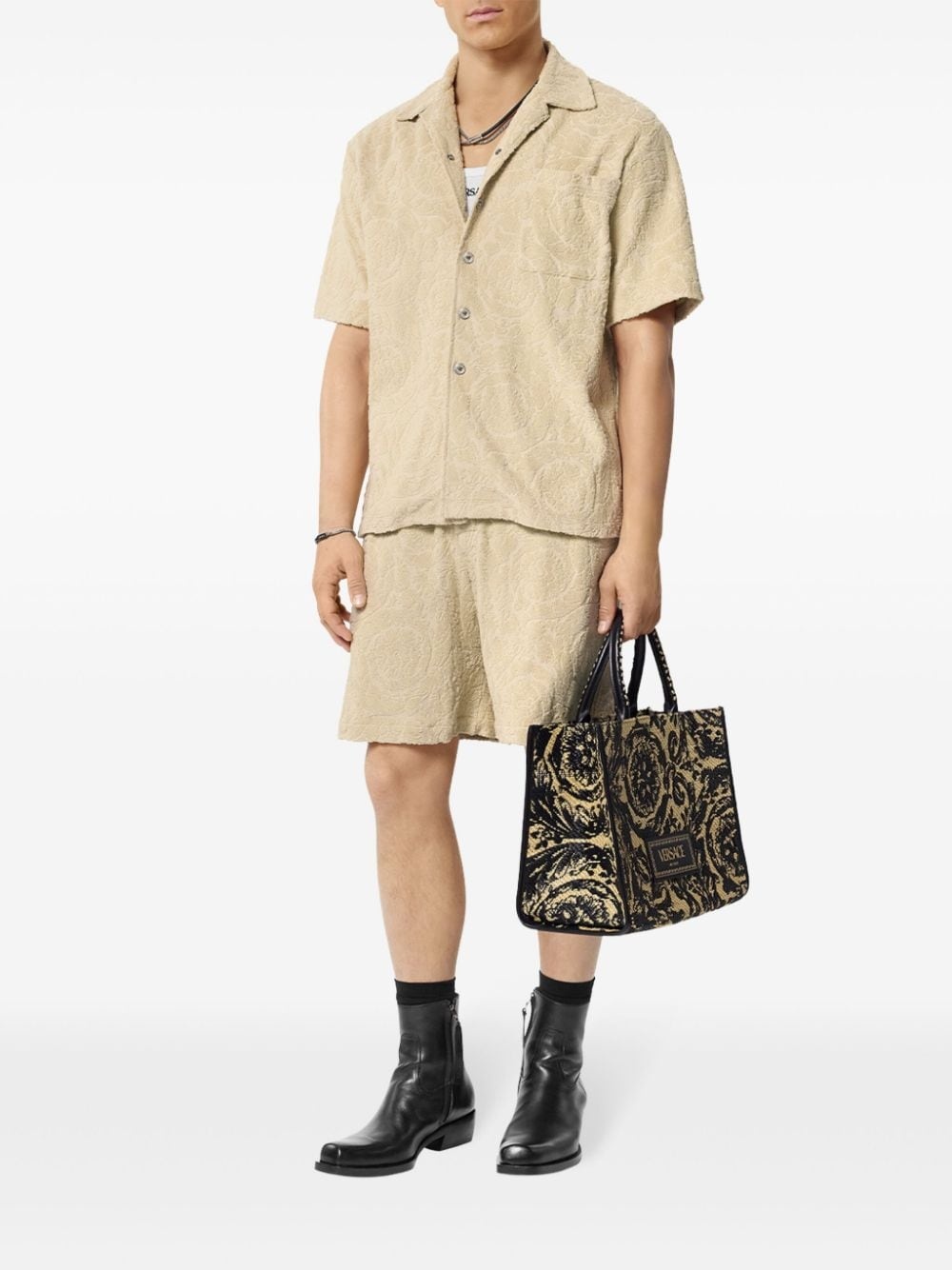 Barocco jacquard towel-stitch shirt - 2