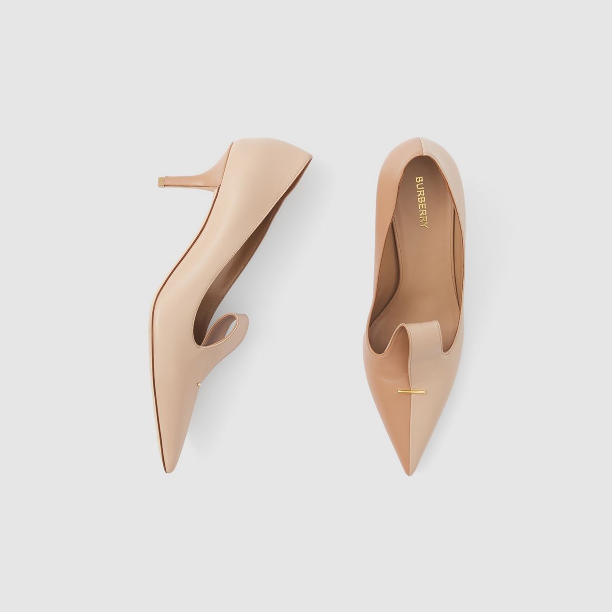 Two-tone Leather Point-toe Pumps - 6
