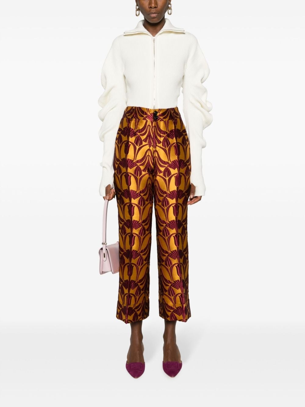 Hendrix jacquard cropped trousers - 2