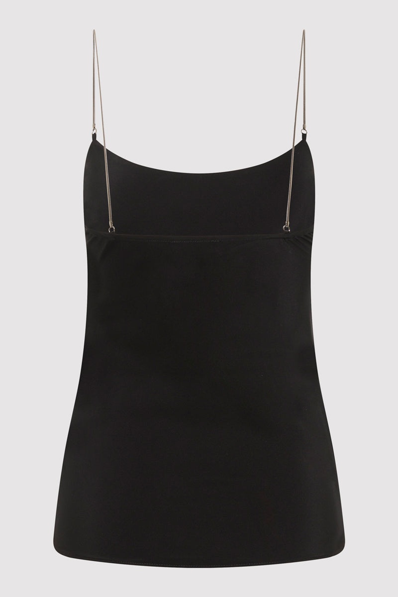 Fine Chain Silk Cami - Black - 6