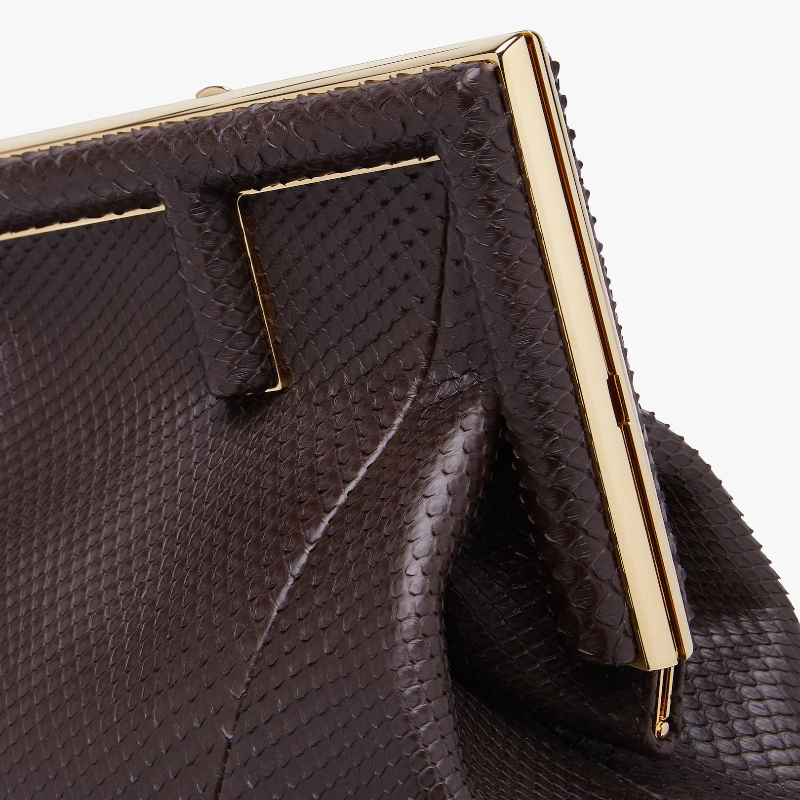 Dark brown python leather bag - 5