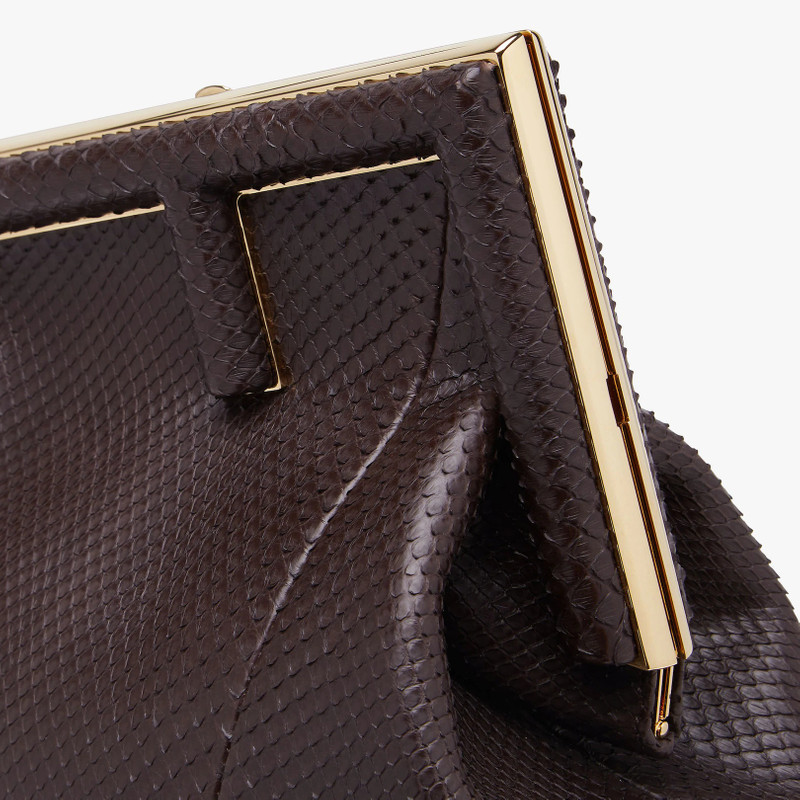 Dark brown python leather bag 5