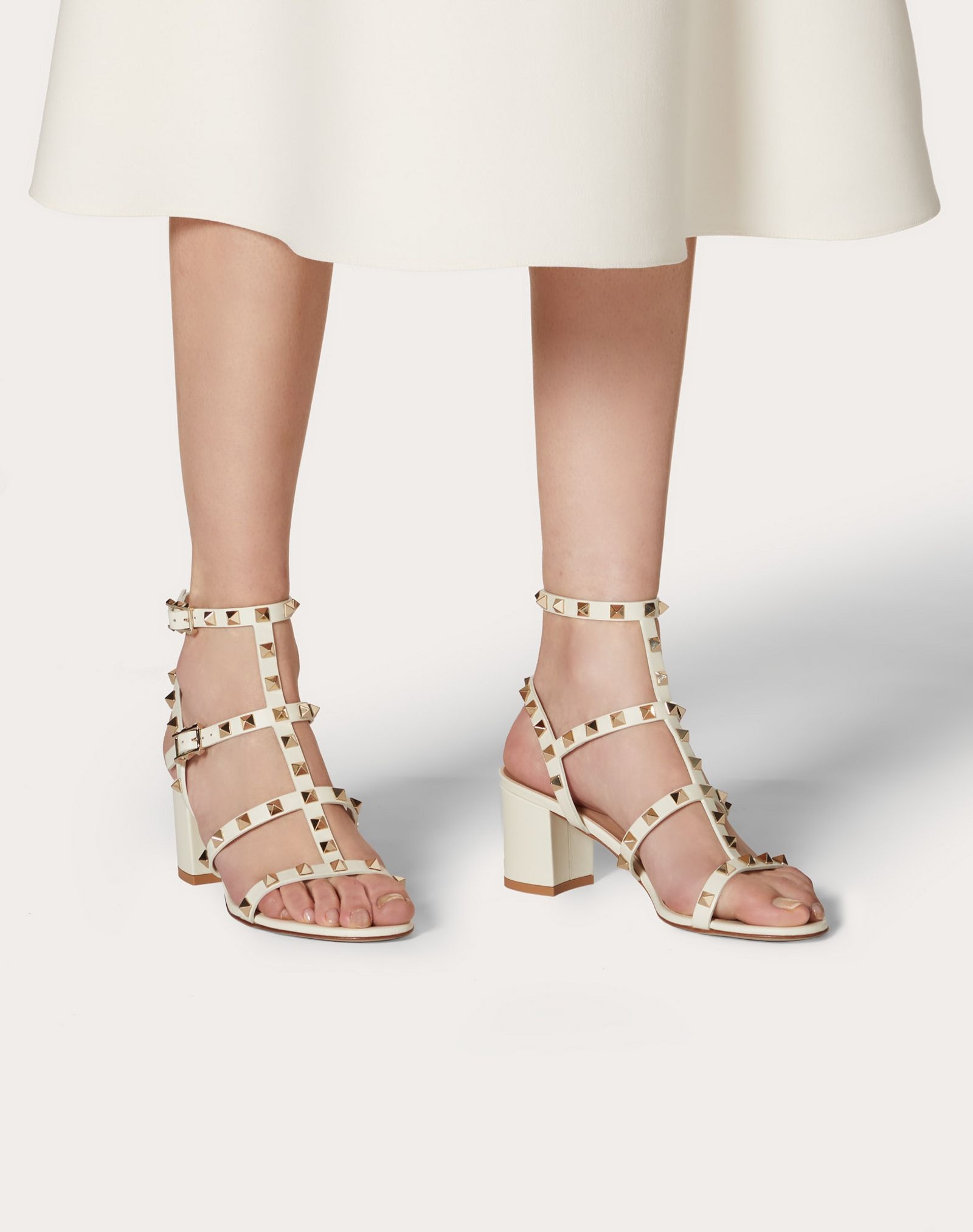 Rockstud Calfskin Ankle Strap Sandal 60 mm - 6