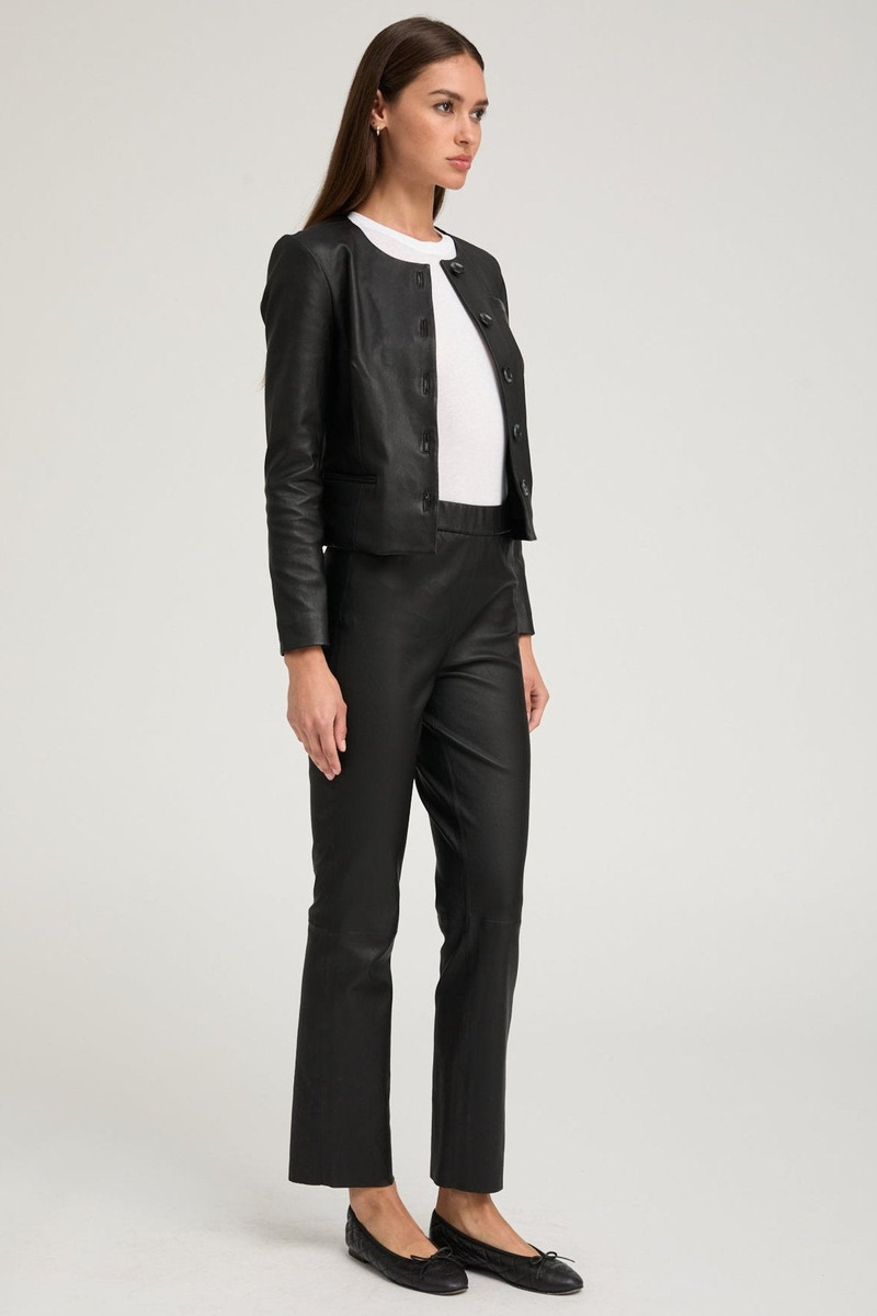 SPRWMN BLACK LEATHER SHRUNKEN JACKET outlook