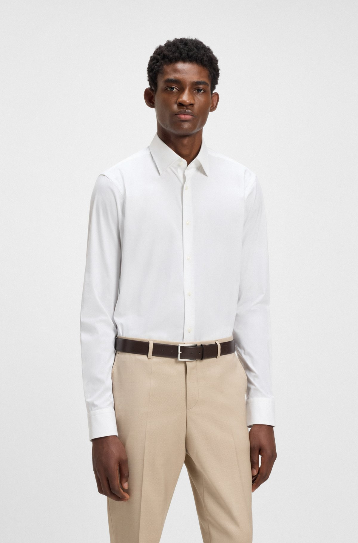 REGULAR-FIT SHIRT IN EASY-IRON STRETCH-COTTON POPLIN - 2