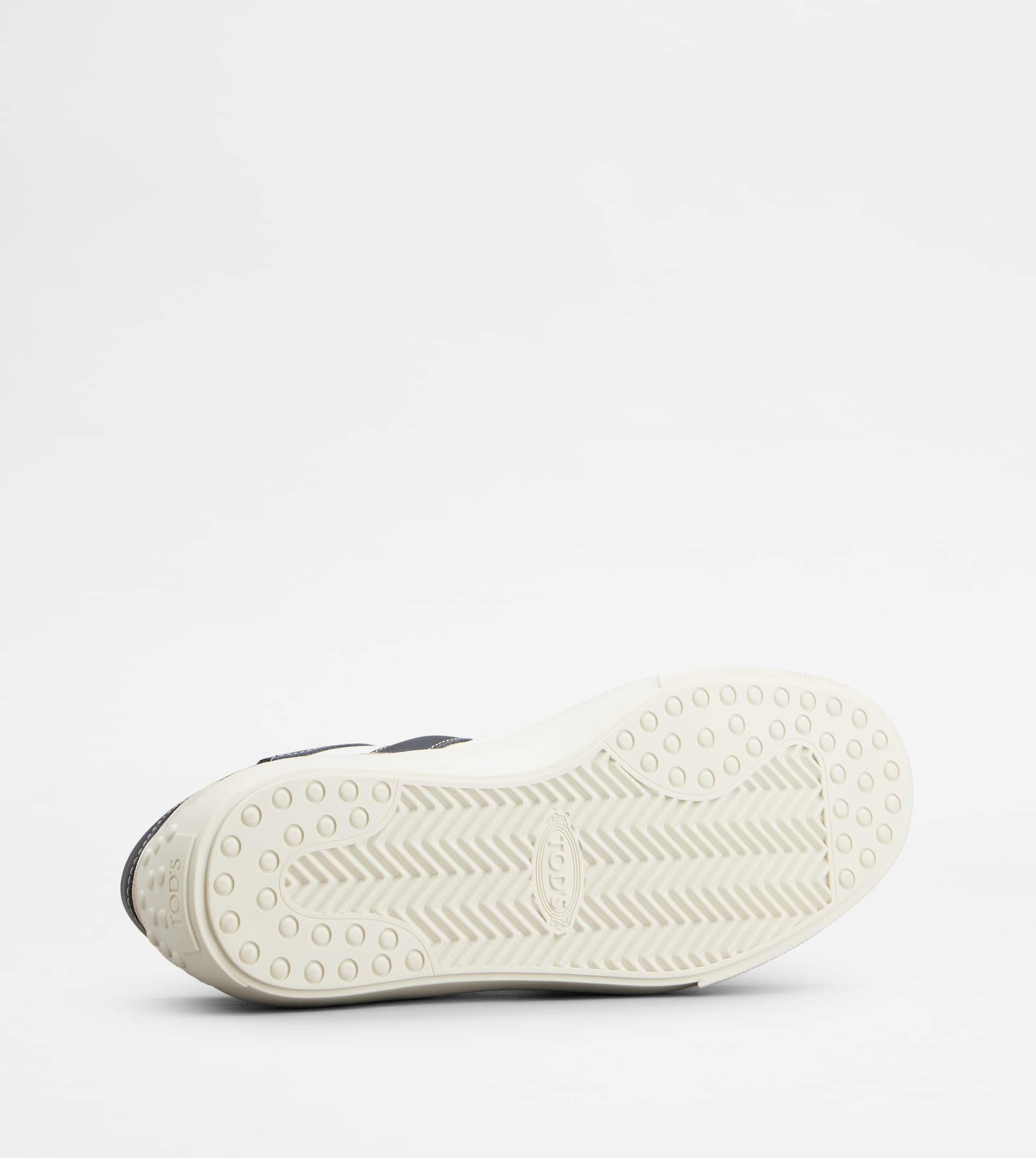 SNEAKERS IN LEATHER AND FABRIC - WHITE, BLUE, BEIGE - 4