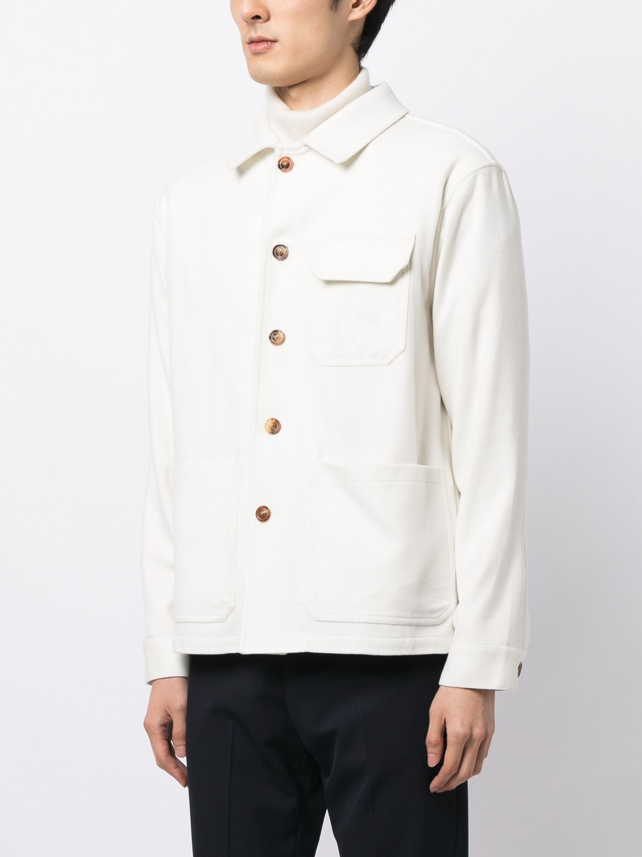 BUTTONED COTTON SHIRT JACKET - 3