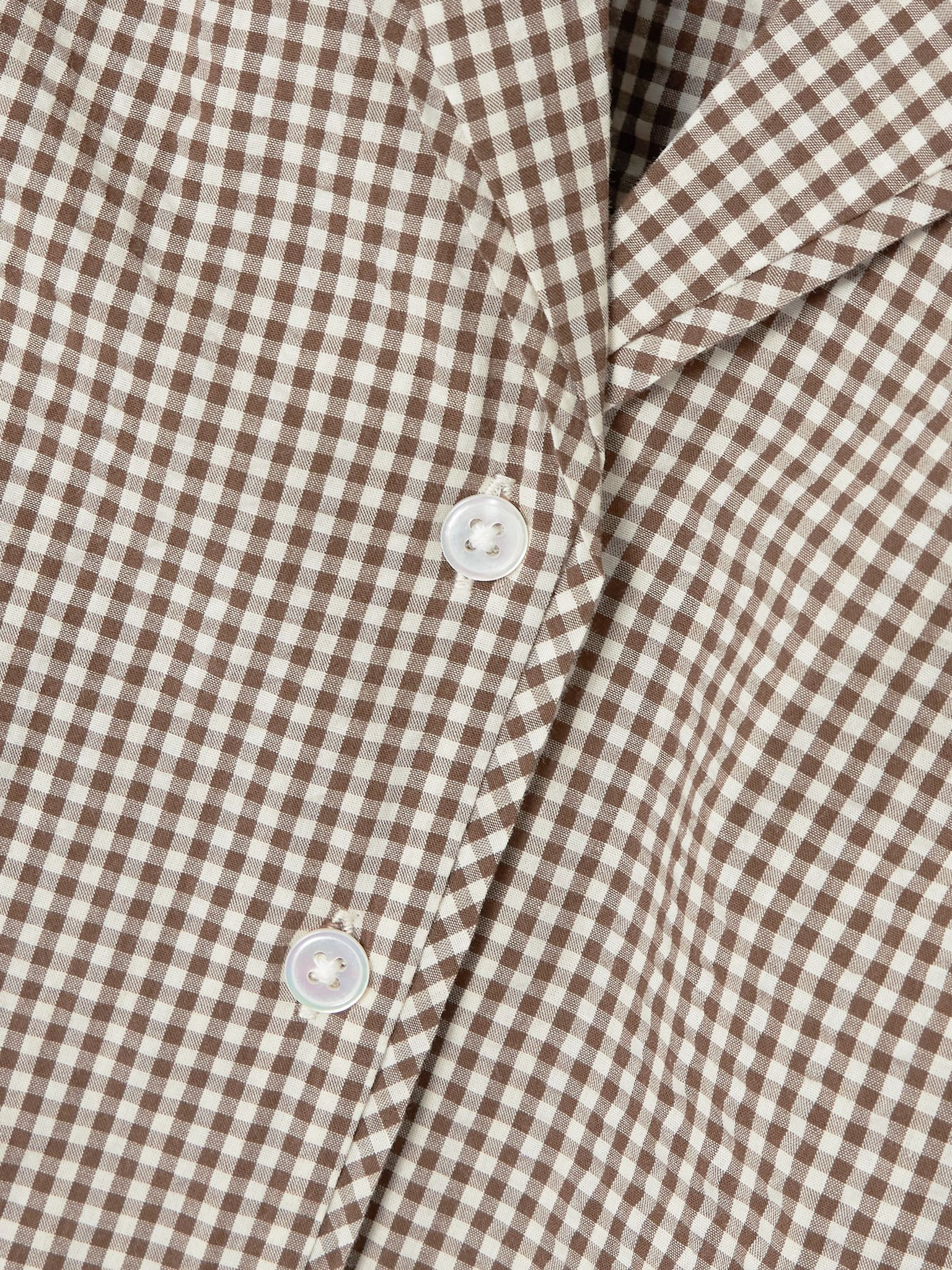 Ilene gingham cotton-blend blouse Taupe - 4