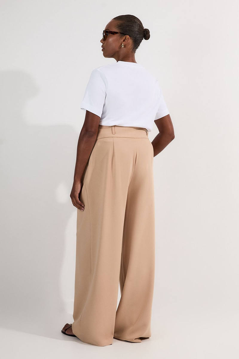 Plus Size Compact Stretch Essential Tailored High Waist Wide Leg Trouser 6