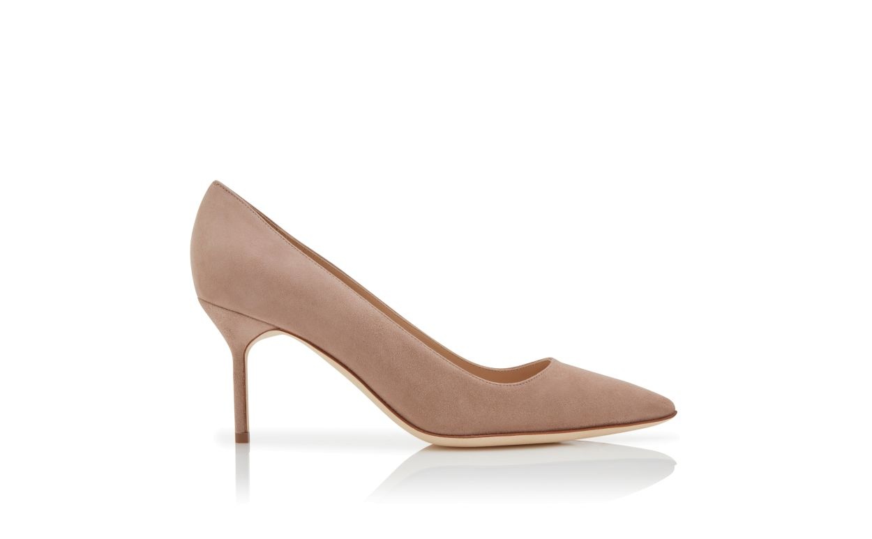 Light Beige Suede Pumps - 1