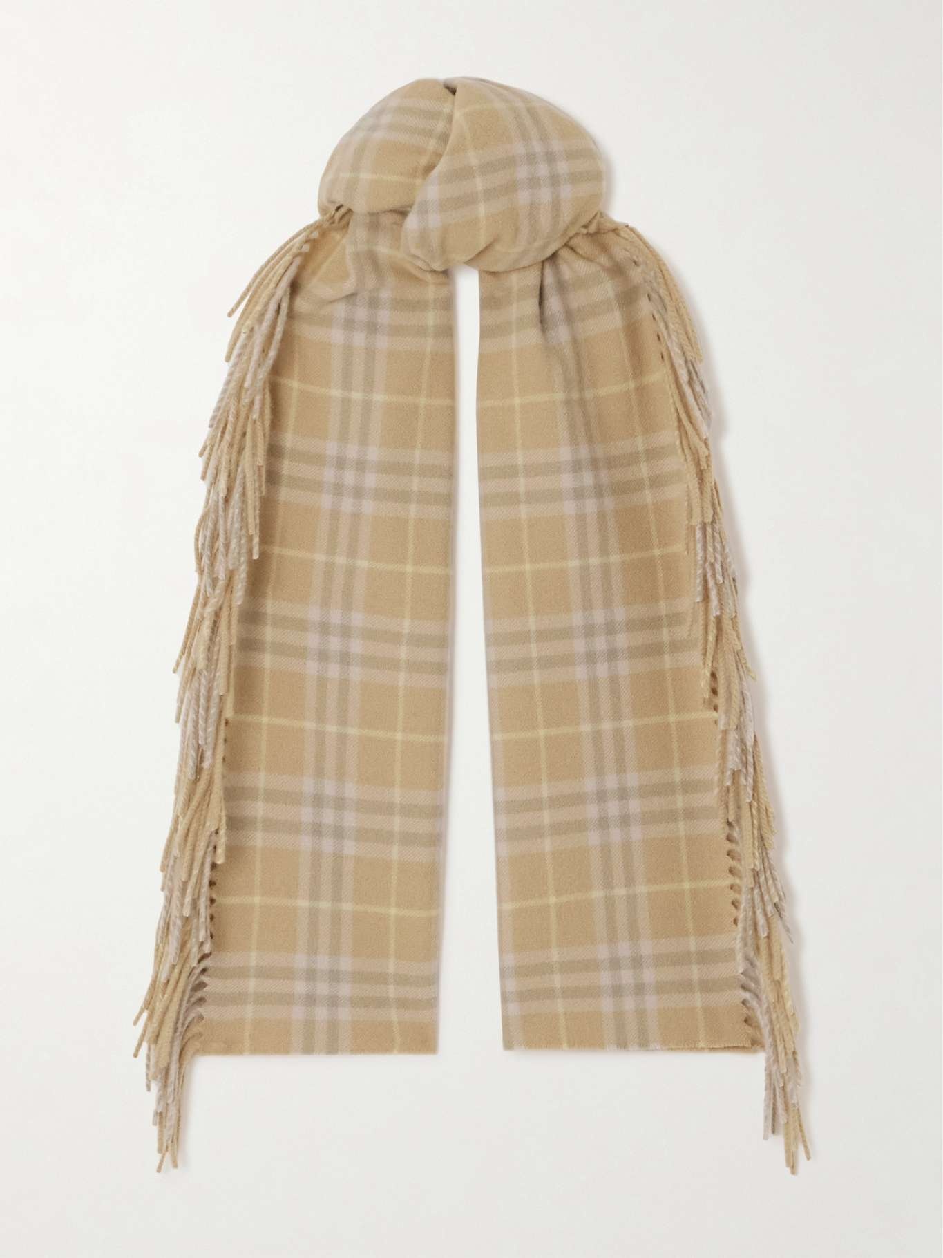 Fringed checked cashmere scarf - 1