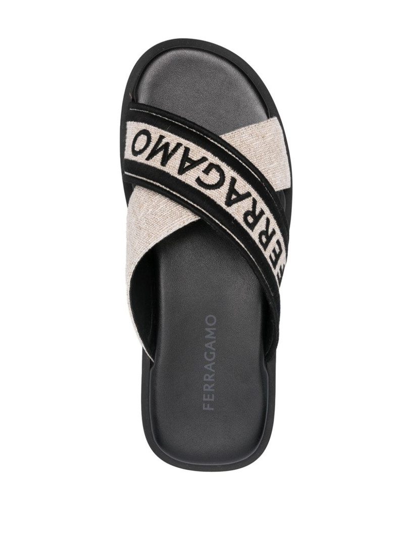 logo-embroidered crossover-strap sandals 4
