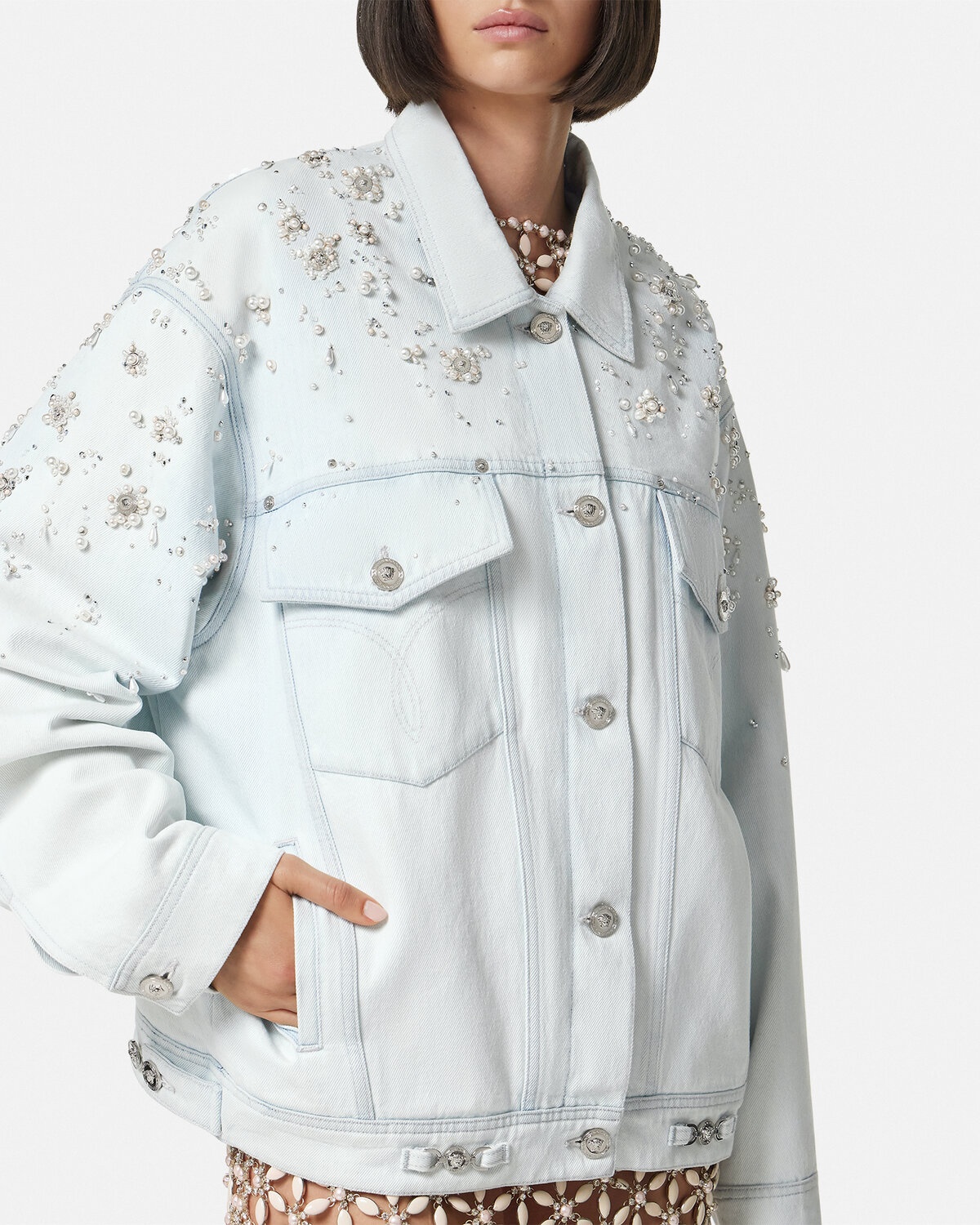 Embellished Oversize Denim Jacket - 3