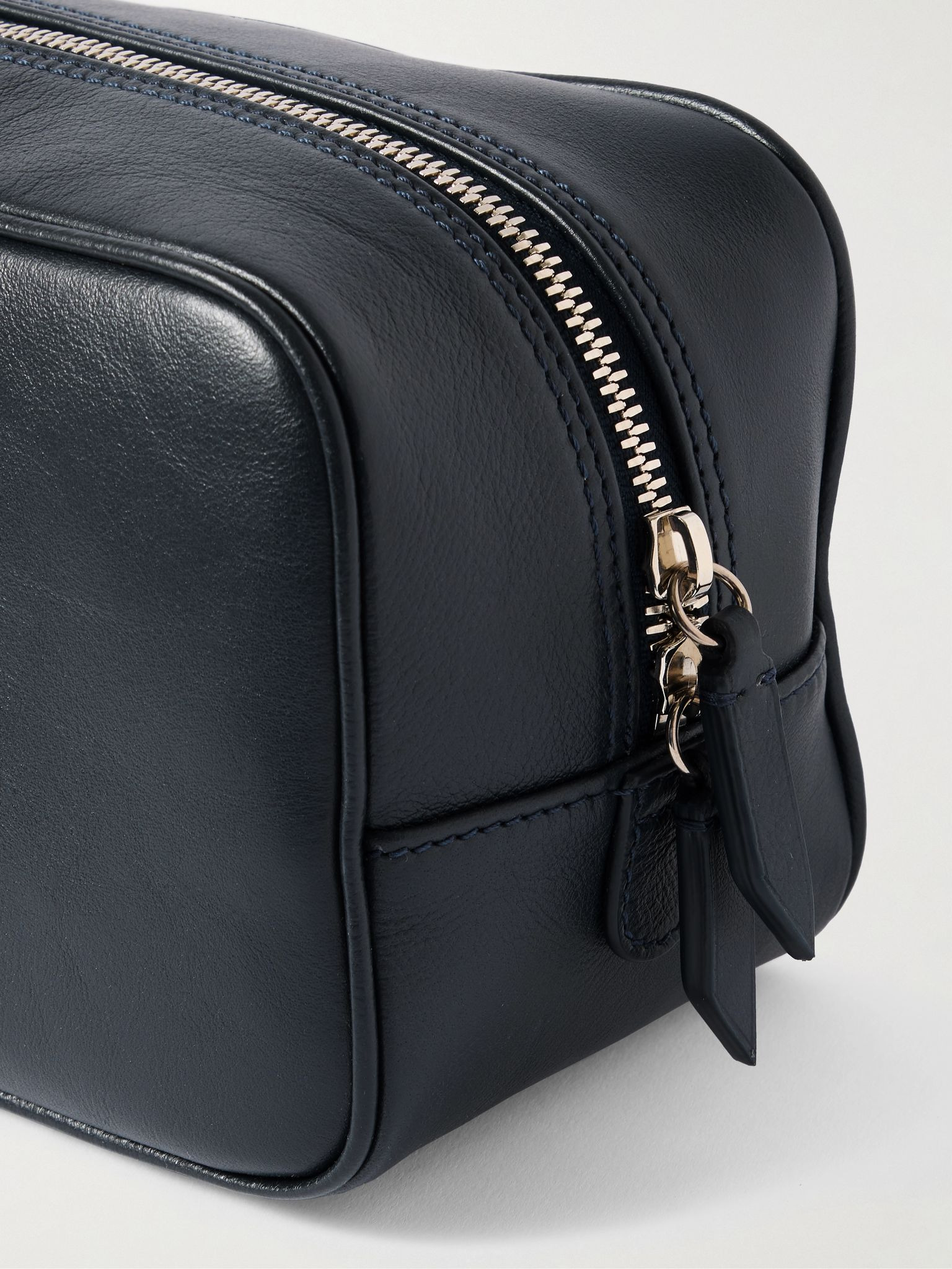 Leather Wash Bag Navy - 3