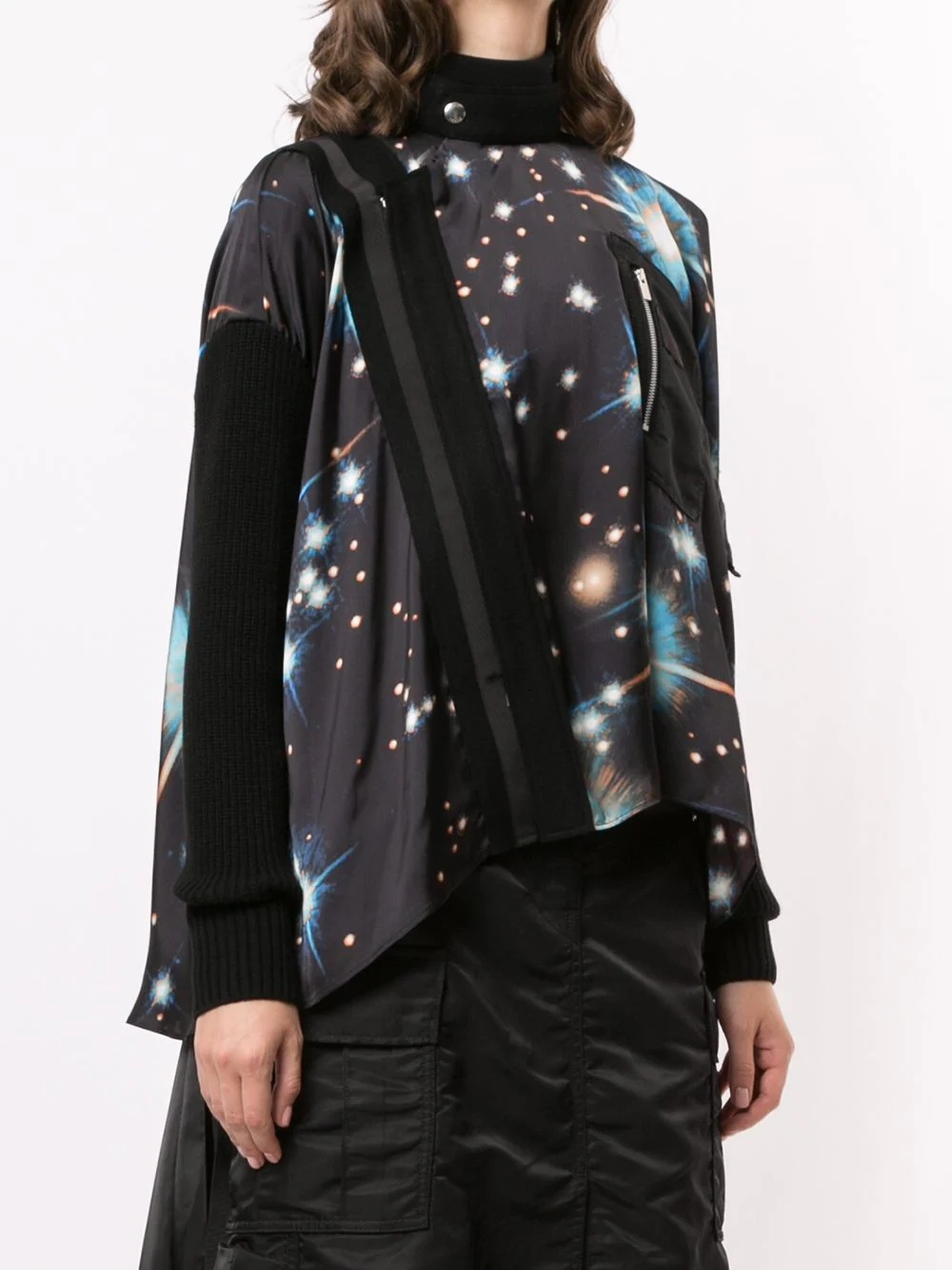 universe-print asymmetric blouse - 3