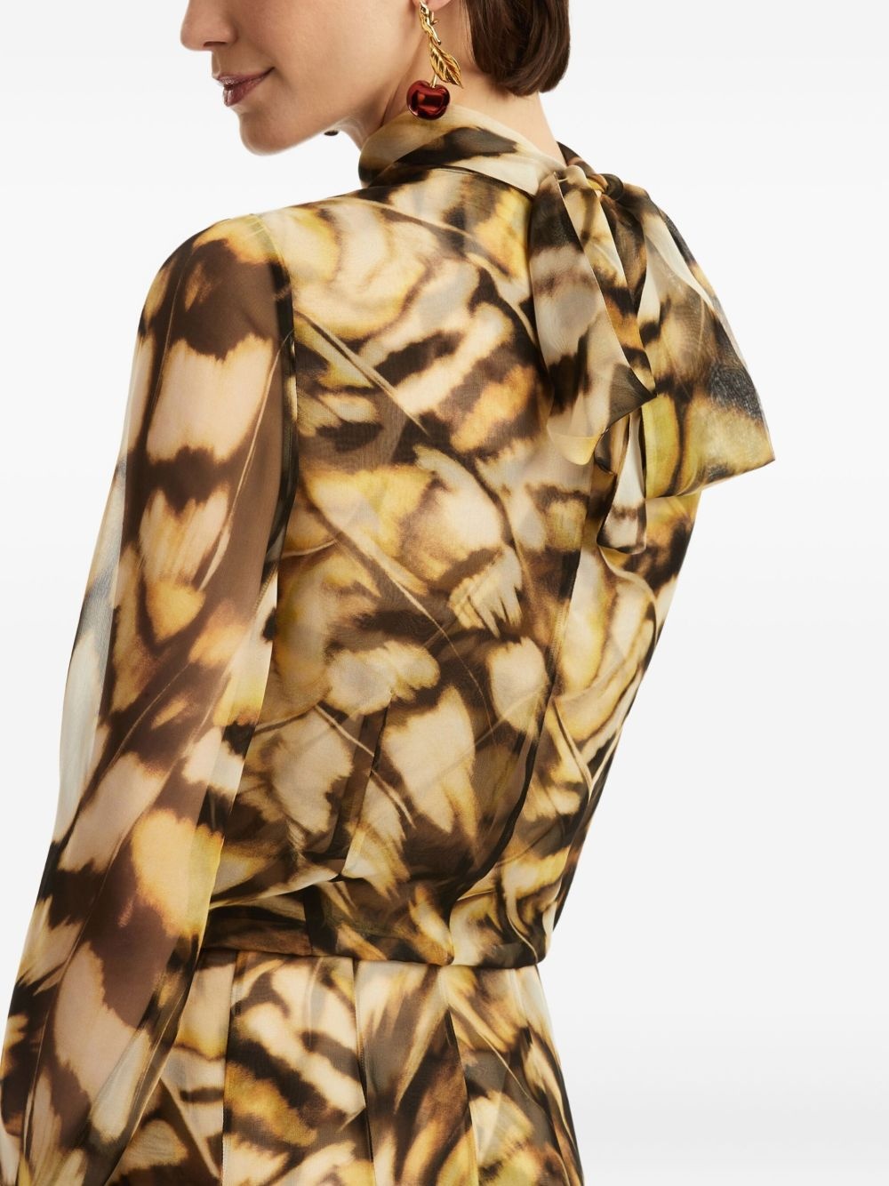 butterfly-print silk dress - 5