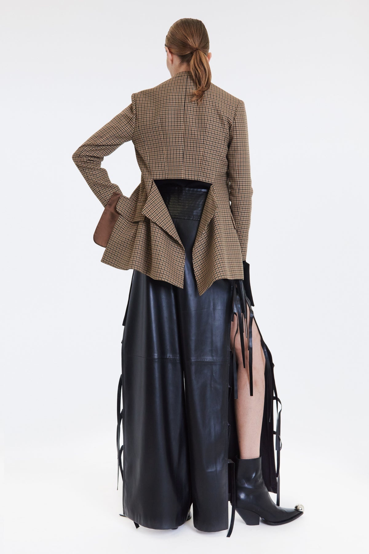 COLLARLESS DECONSTRUCTED JACKET GINGHAM - 5