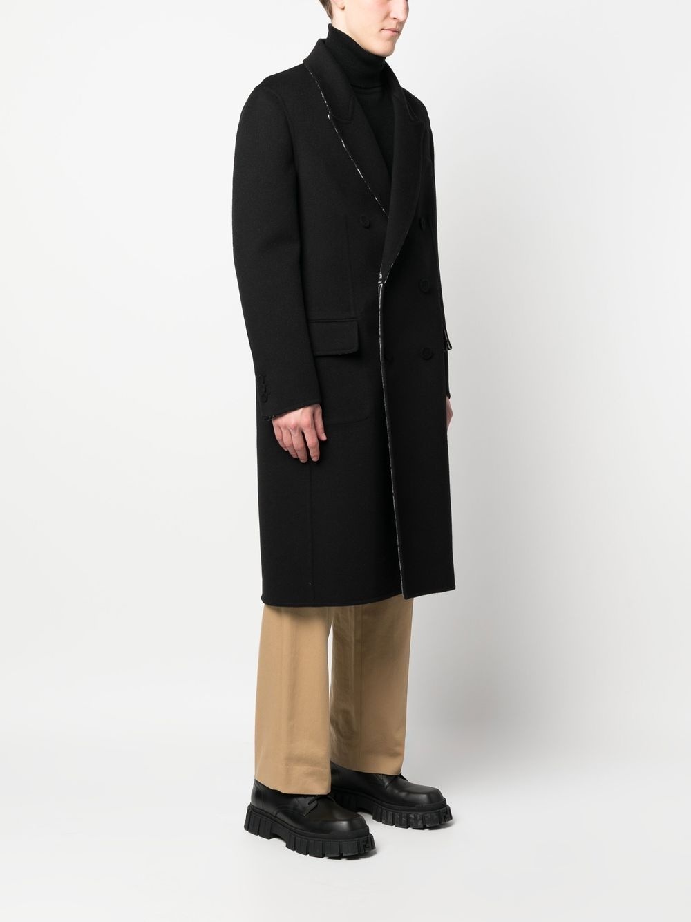FF-print double-breasted reversible coat - 3