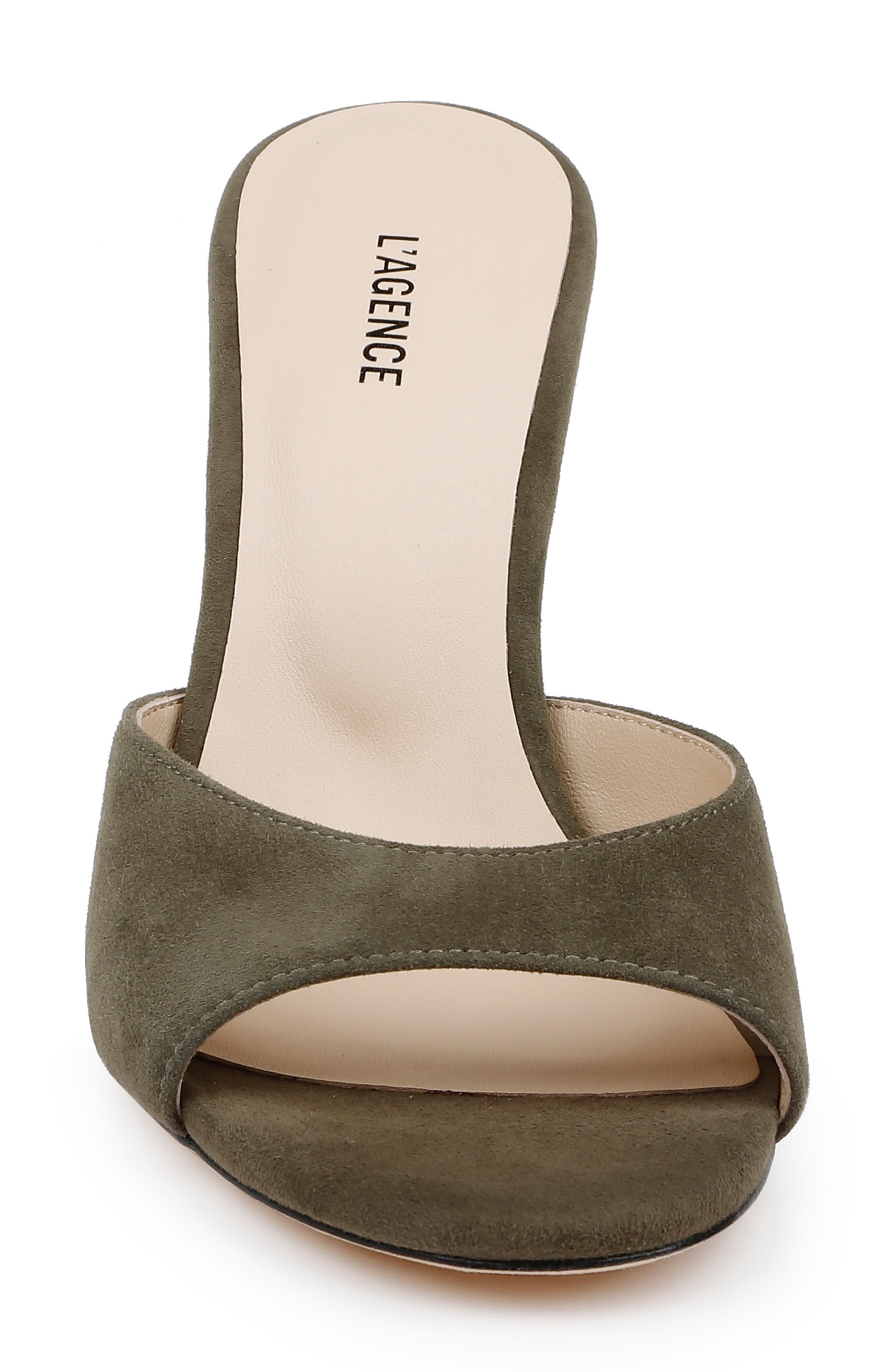 L'AGENCE Avery Slide Sandal in Olive Suede at Nordstrom - 4