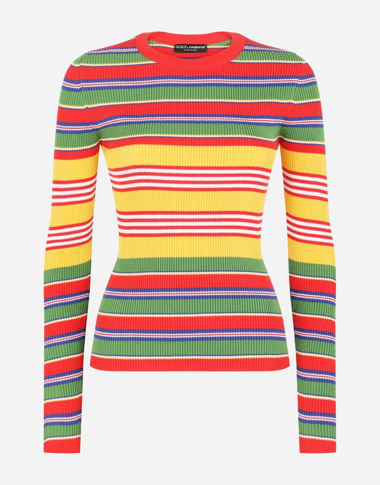 Multi-colored striped cotton sweater - 3