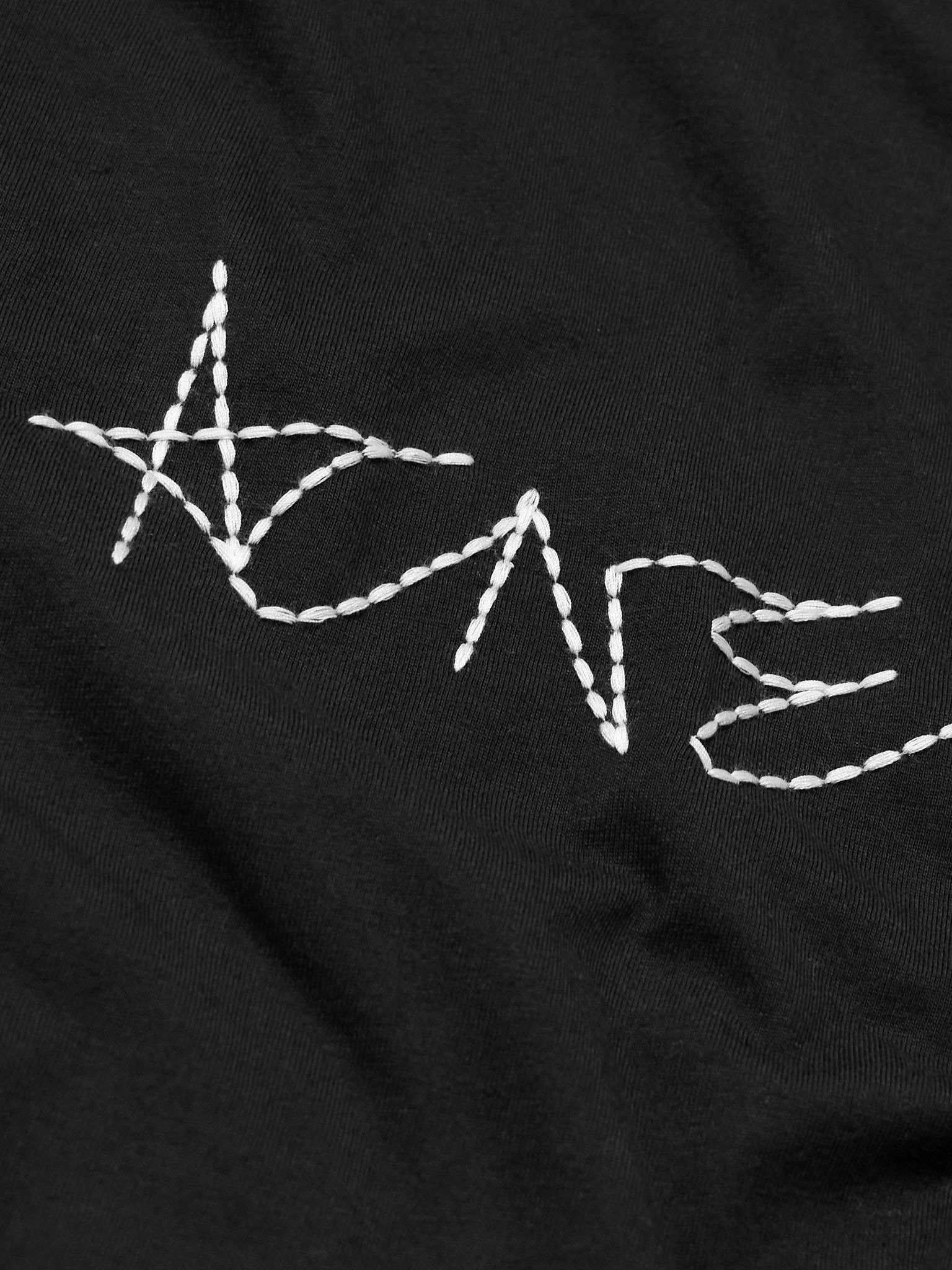 Topstitched Logo-Embroidered Cotton-Jersey T-Shirt Black - 4