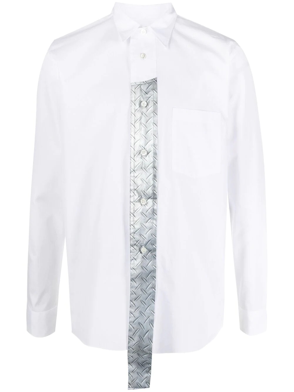 metallic-panelled cotton shirt - 1