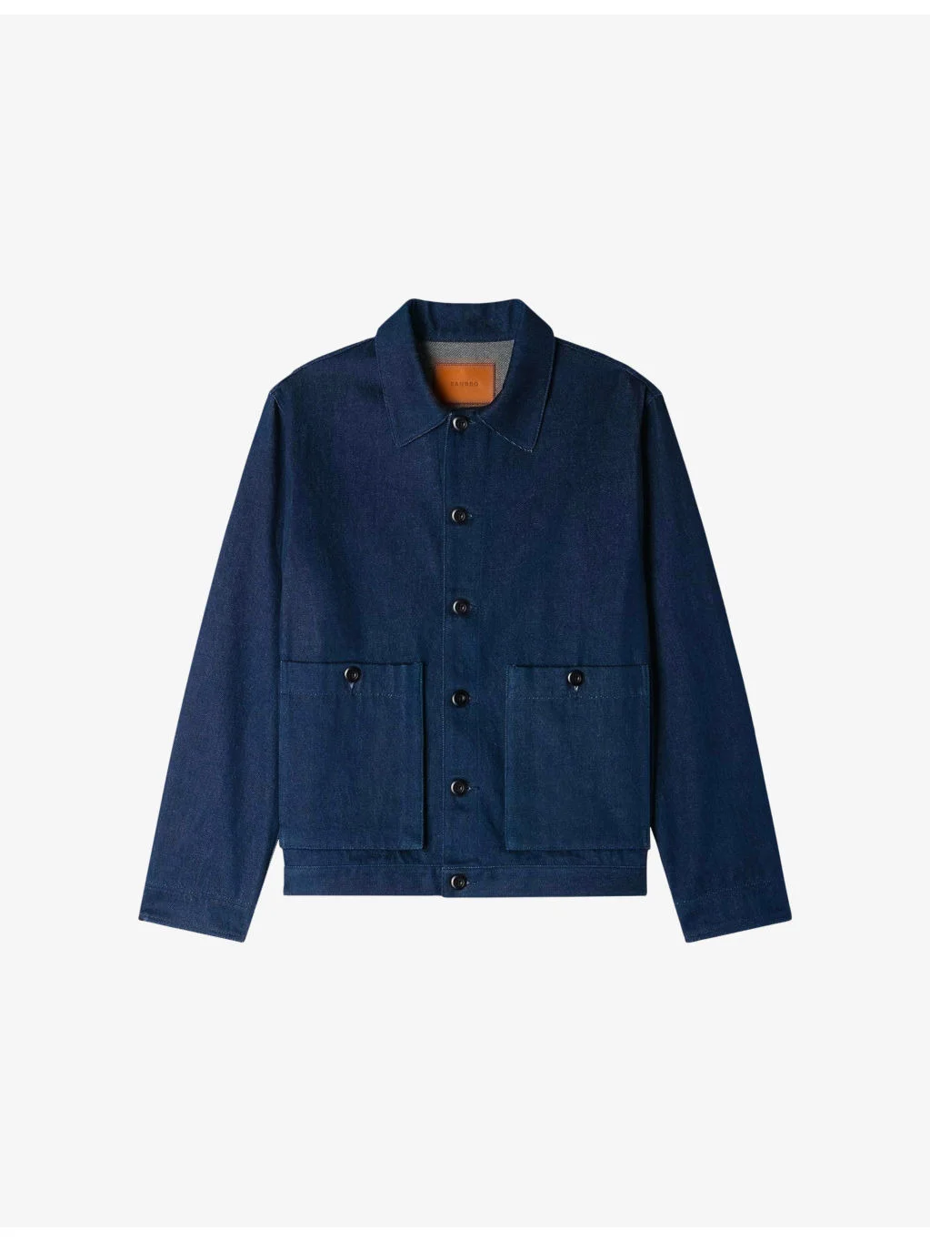 Collared Patch-Pocket Denim Worker Jacket - 1