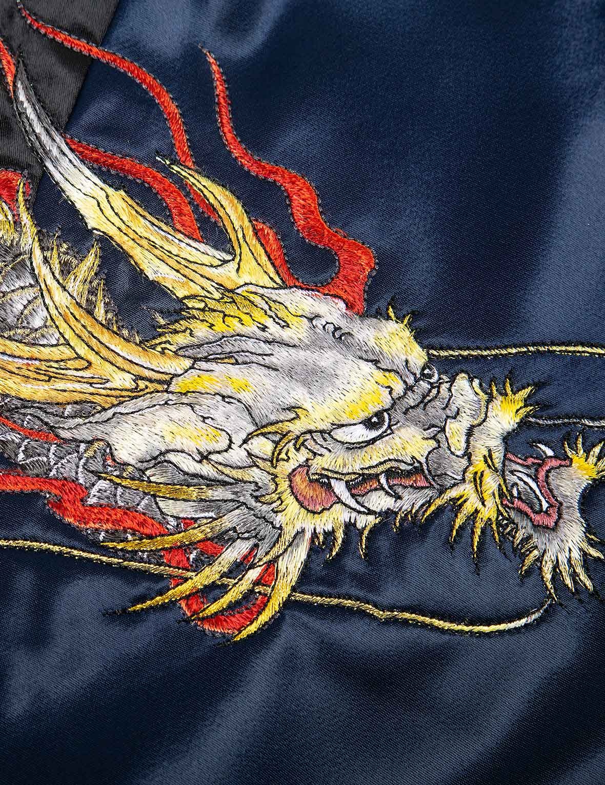 DRAGON EMBROIDERY SATIN PADDED SOUVENIR JACKET - 8