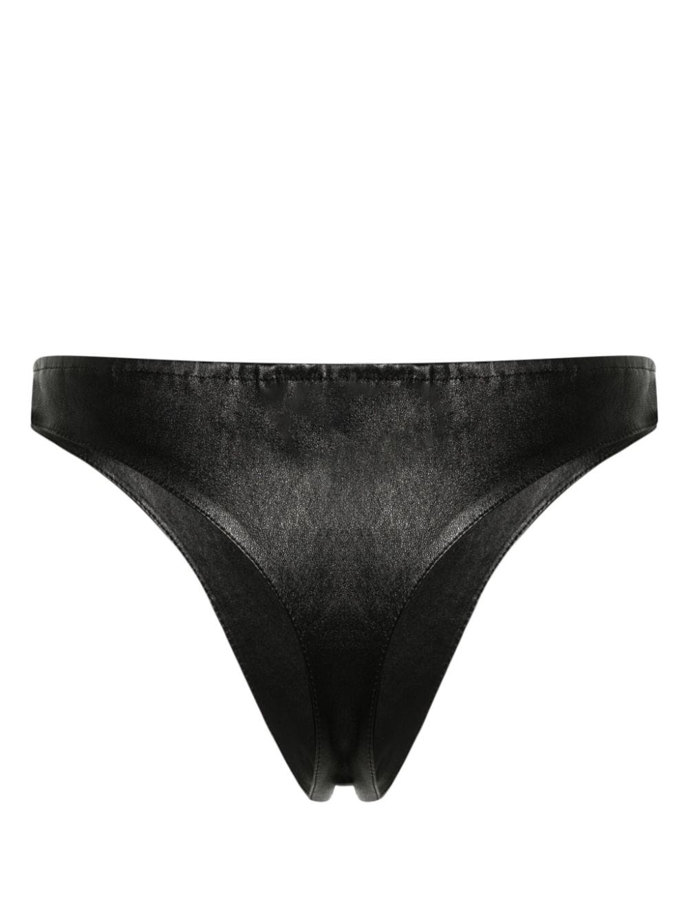 logo-plaque leather briefs - 2