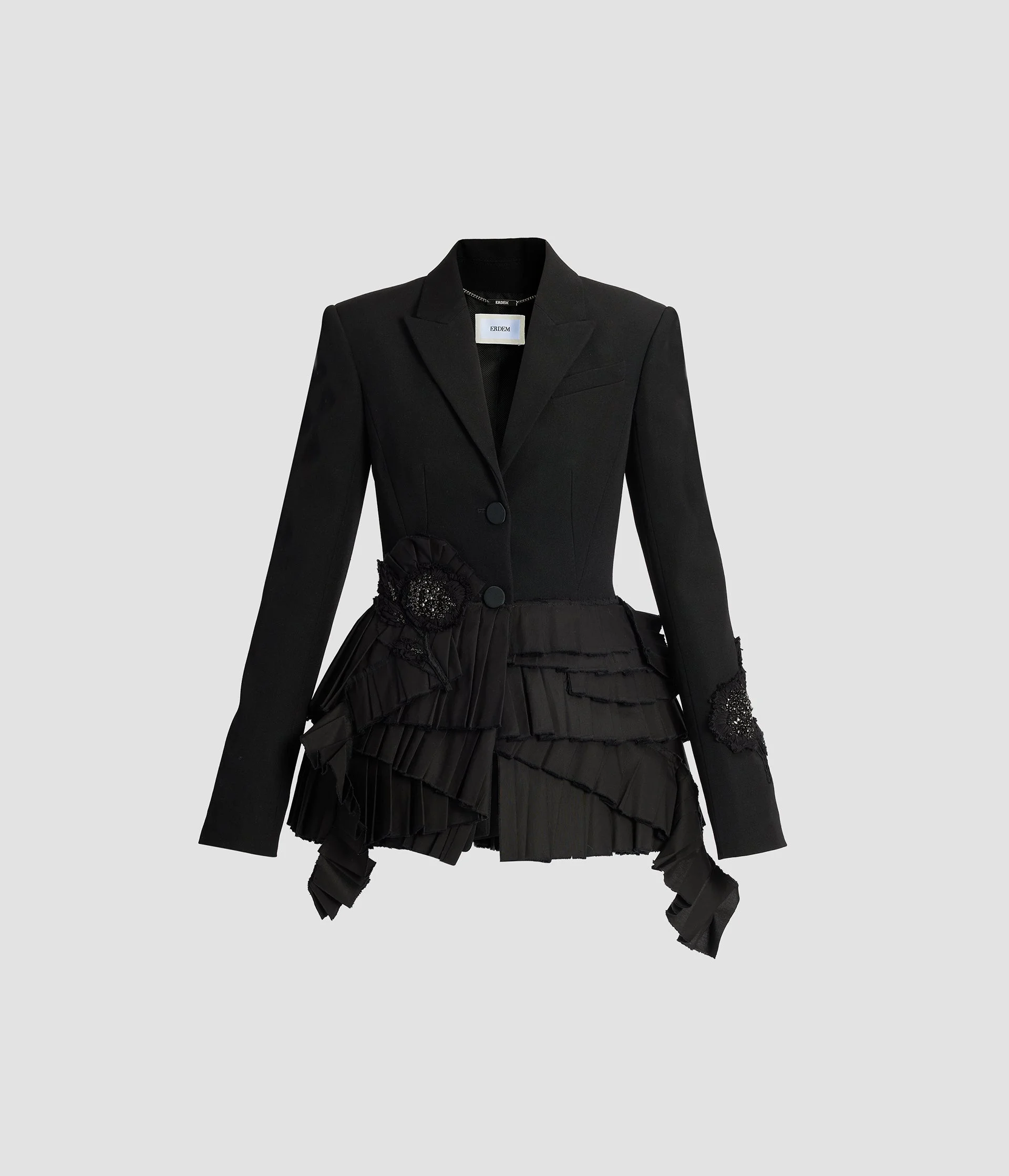 EMBROIDERED GRAIN DE POUDRE FITTED BLAZER - 1