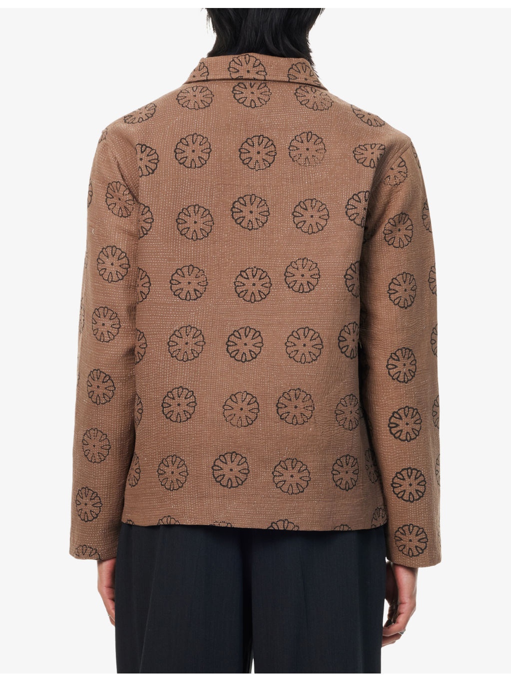Graphic-Print Cropped Cotton Quilted Jacket - 4