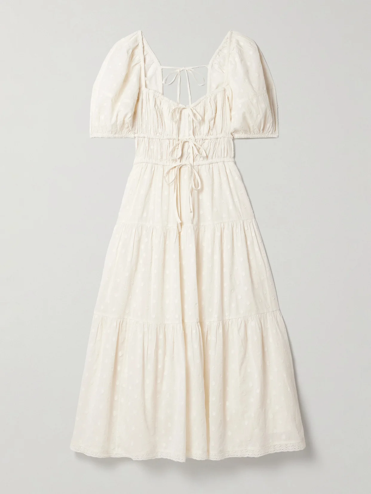 Palma Crochet-trimmed Fil Coupé Cotton-voile Midi Dress - 1