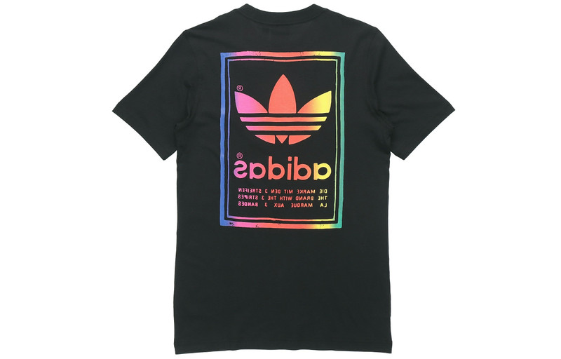 adidas adidas originals Vintage Tee Multi-Color Gradient Logo Short Sleeve Black ED6917 outlook