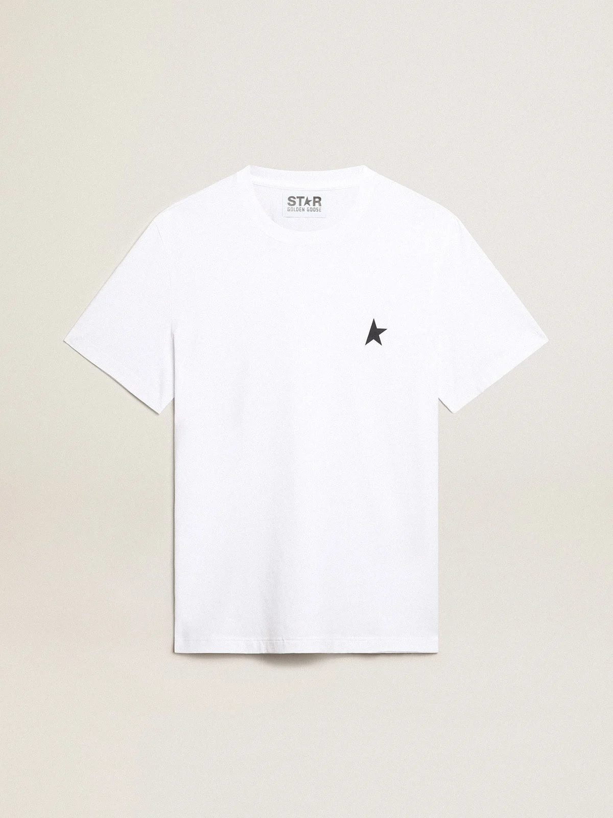 Men’s white T-shirt with dark blue star on the front - 1