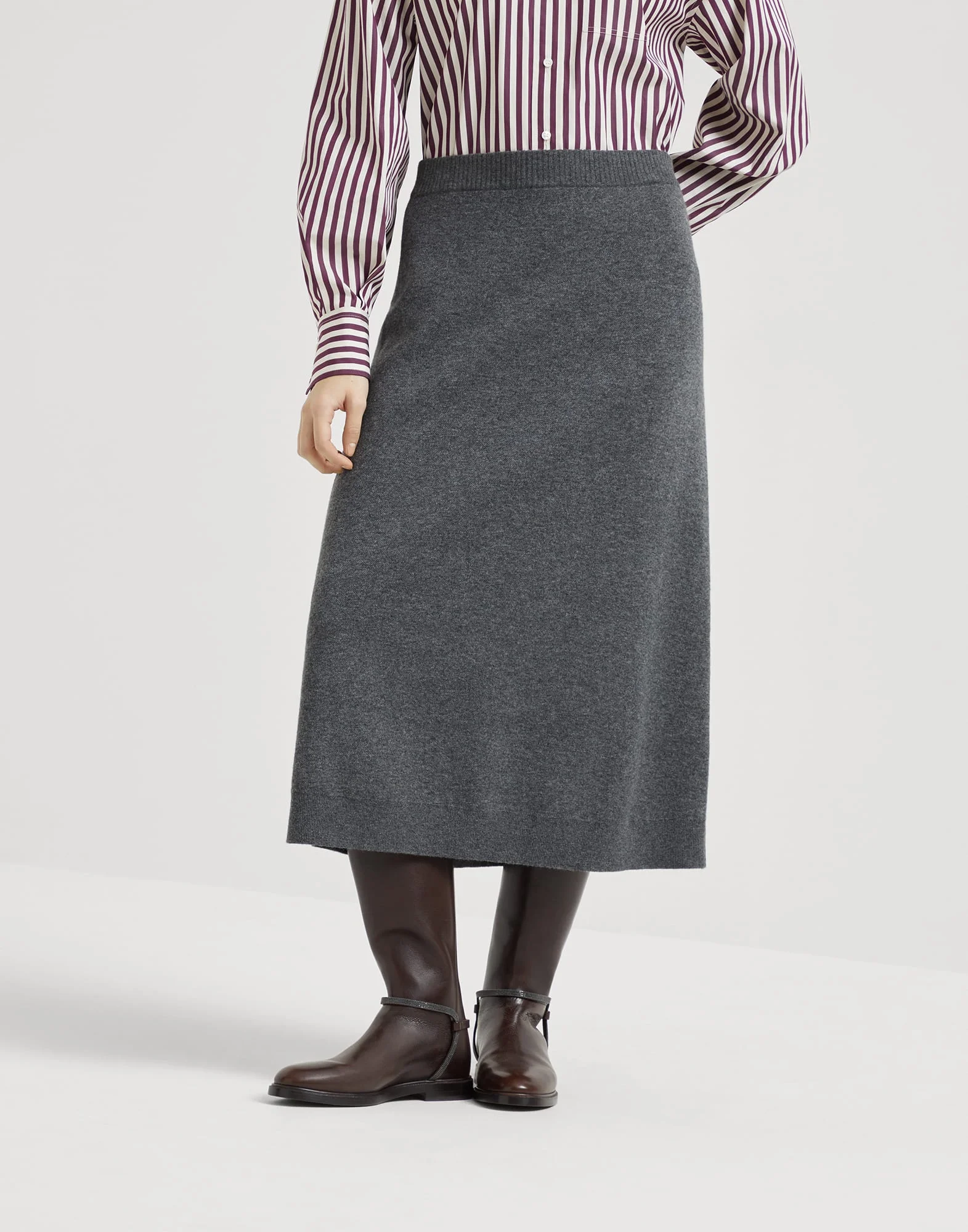 Cashmere double knit midi skirt - 1